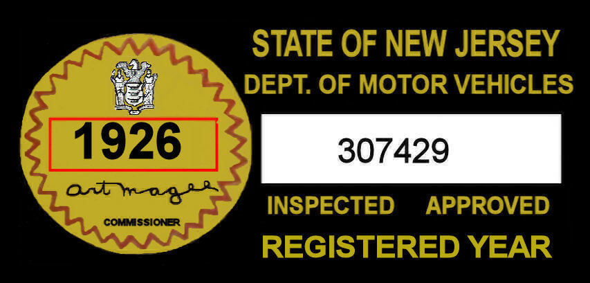 (image for) 1926 New Jersey Safety Check inspection sticker
